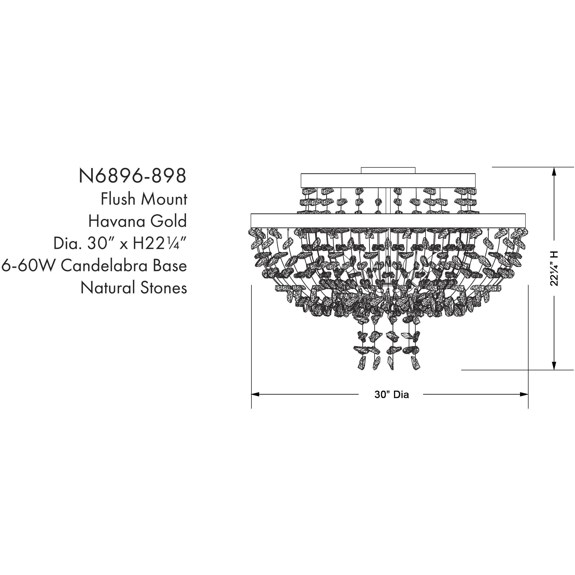 Stonybrook 6 Light 30.25 inch Havana Gold Flush Mount Ceiling Light